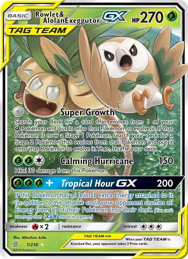 Rowlet & Alolan Exeggutor GX, Unified Minds