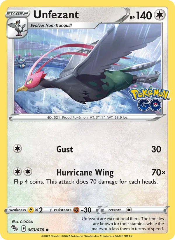 Unfezant, Pokémon GO