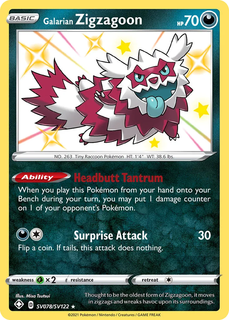 Galarian Zigzagoon, Shining Fates Shiny Vault